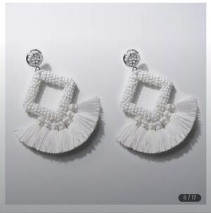 Elegant White Beaded Earrings
